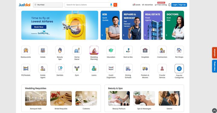 印度排名第一的搜索引擎网站Justdial数据库170万